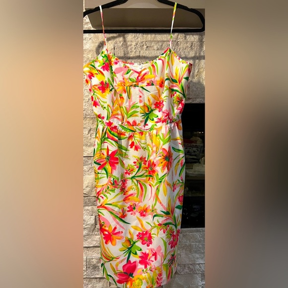 J Crew size 8 White Floral Spaghetti Strap Dress - Picture 1 of 10